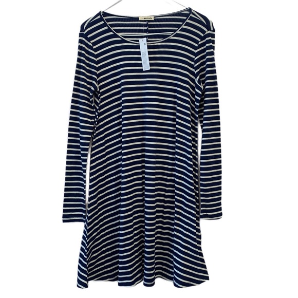 LAmade Dresses & Skirts - Revolve LAMade Long Sleeve Ribbed Mini Dress Navy Stripe Womens Size M